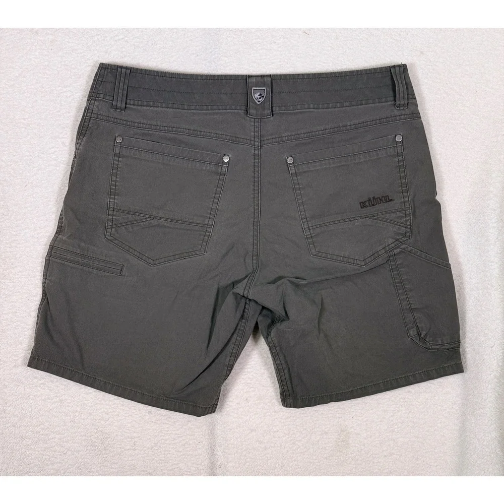 KUHL Men 34 Cargo Shorts Vintage Patina Dye Dark Gray Hiking Outdoor 7.5 Inseam